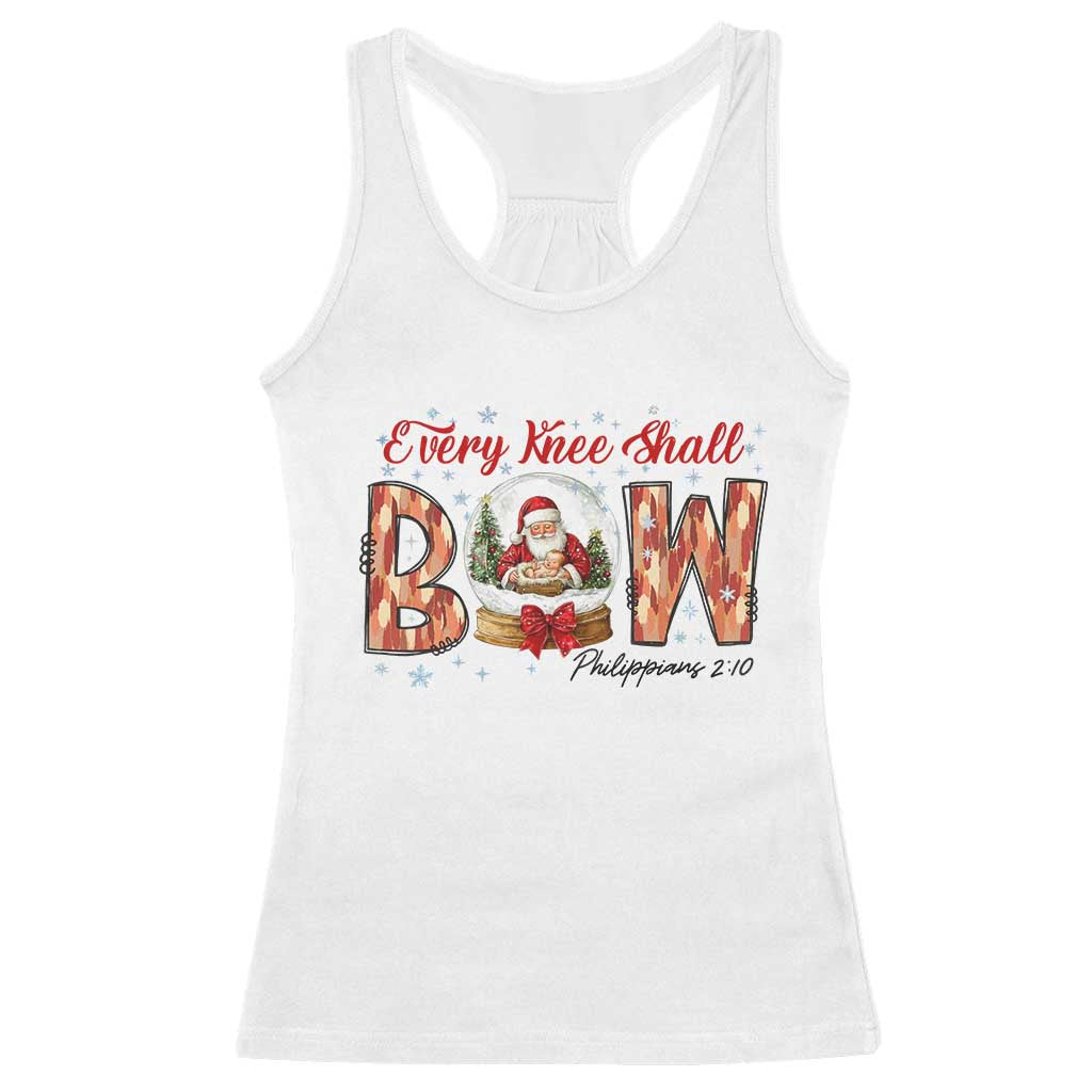 Every Knee Shall Bow Racerback Tank Top Santa Christmas Nativity Scene Bible Verse TS11 White Print Your Wear