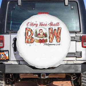 Every Knee Shall Bow Spare Tire Cover Santa Christmas Nativity Scene Bible Verse TS11 No hole White Print Your Wear