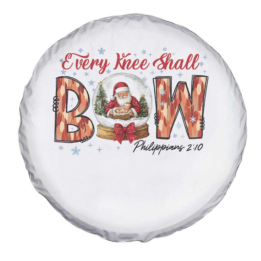 Every Knee Shall Bow Spare Tire Cover Santa Christmas Nativity Scene Bible Verse TS11 Print Your Wear