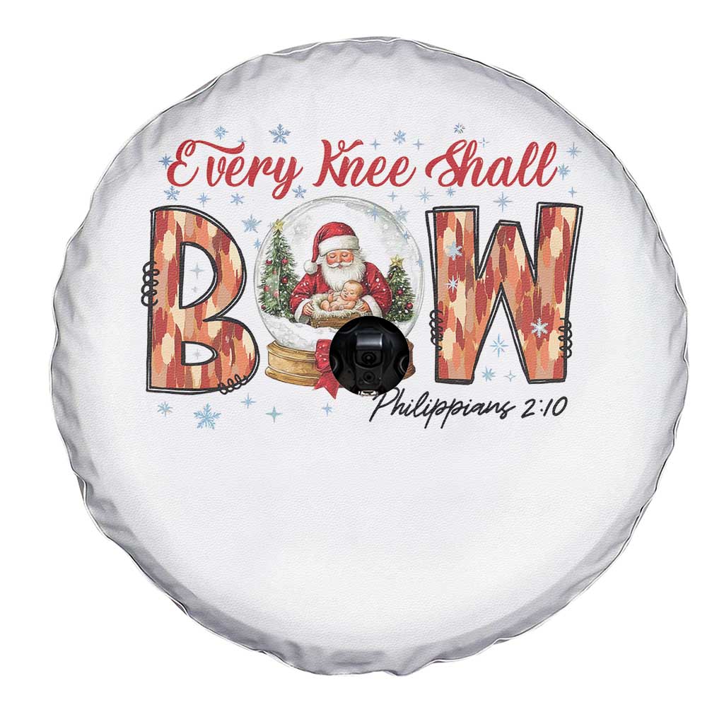 Every Knee Shall Bow Spare Tire Cover Santa Christmas Nativity Scene Bible Verse TS11 Print Your Wear