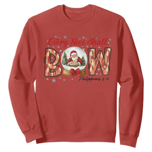 Every Knee Shall Bow Sweatshirt Santa Christmas Nativity Scene Bible Verse TS11 Red Print Your Wear