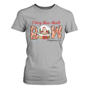 Every Knee Shall Bow T Shirt For Women Santa Christmas Nativity Scene Bible Verse TS11 Sport Gray Print Your Wear