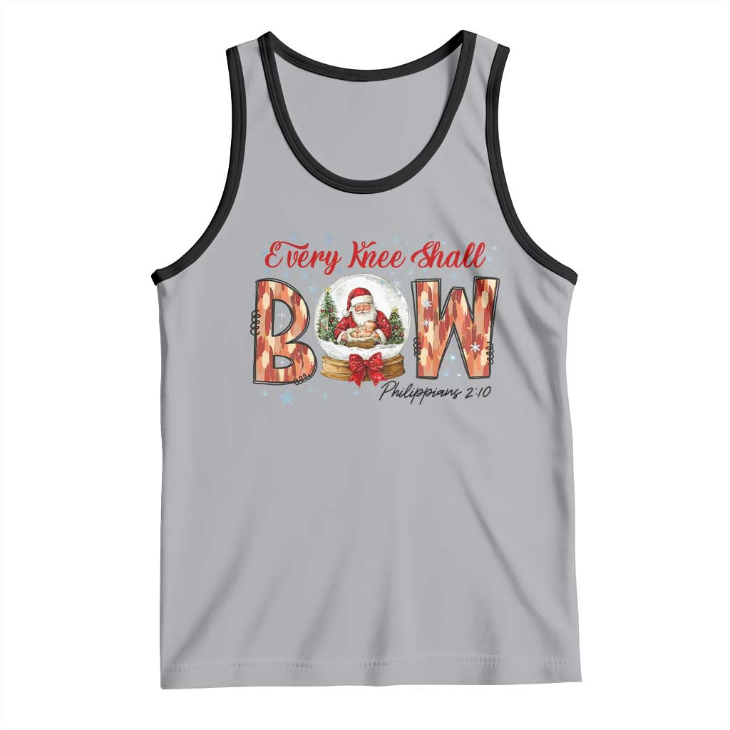 Every Knee Shall Bow Tank Top Santa Christmas Nativity Scene Bible Verse TS11 Athletic Heather Black Print Your Wear