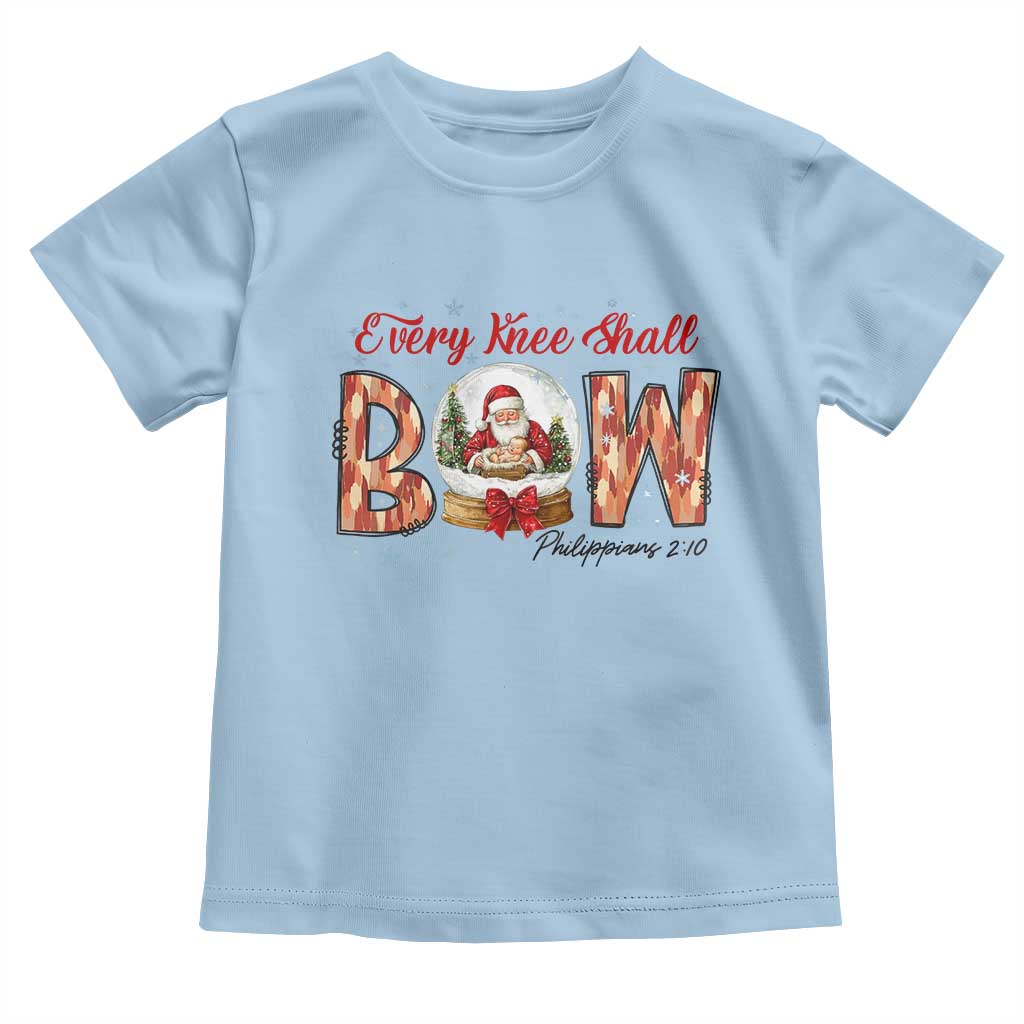 Every Knee Shall Bow Toddler T Shirt Santa Christmas Nativity Scene Bible Verse TS11 Light Blue Print Your Wear