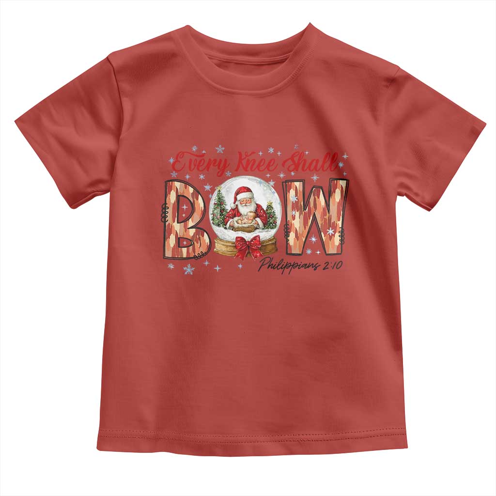 Every Knee Shall Bow Toddler T Shirt Santa Christmas Nativity Scene Bible Verse TS11 Red Print Your Wear