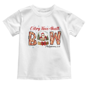 Every Knee Shall Bow Toddler T Shirt Santa Christmas Nativity Scene Bible Verse TS11 White Print Your Wear