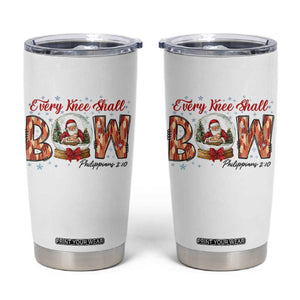 Every Knee Shall Bow Tumbler Cup Santa Christmas Nativity Scene Bible Verse TS11 White Print Your Wear