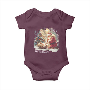 Christian Christmas Baby Onesie Jesus I Am The Reason Santa I Am The Season TS11 Maroon Print Your Wear