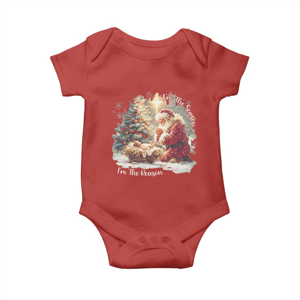 Christian Christmas Baby Onesie Jesus I Am The Reason Santa I Am The Season TS11 Red Print Your Wear