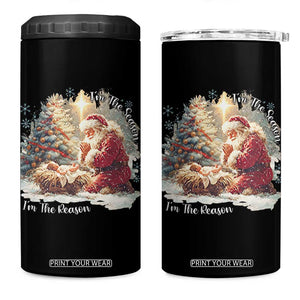 Christian Christmas 4 in 1 Can Cooler Tumbler Jesus I Am The Reason Santa I Am The Season TS11 One Size: 16 oz Black Print Your Wear