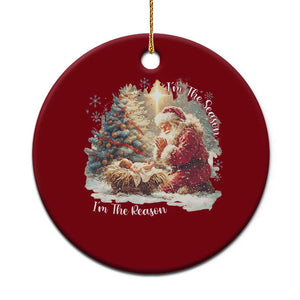 Christian Christmas Ceramic Ornament Jesus I Am The Reason Santa I Am The Season TS11 1pc Red Print Your Wear