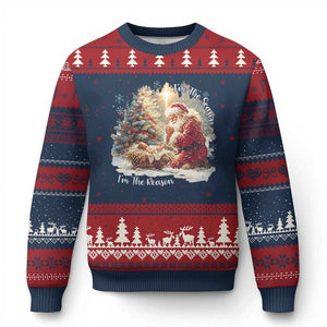 Christian Christmas Ugly Christmas Sweater Jesus I Am The Reason Santa I Am The Season TS11 Navy Red Print Your Wear