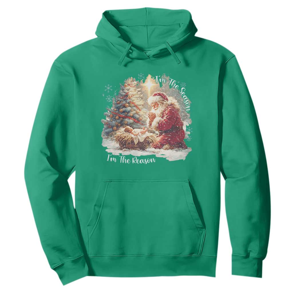 Christian Christmas Hoodie Jesus I Am The Reason Santa I Am The Season TS11 Irish Green Print Your Wear