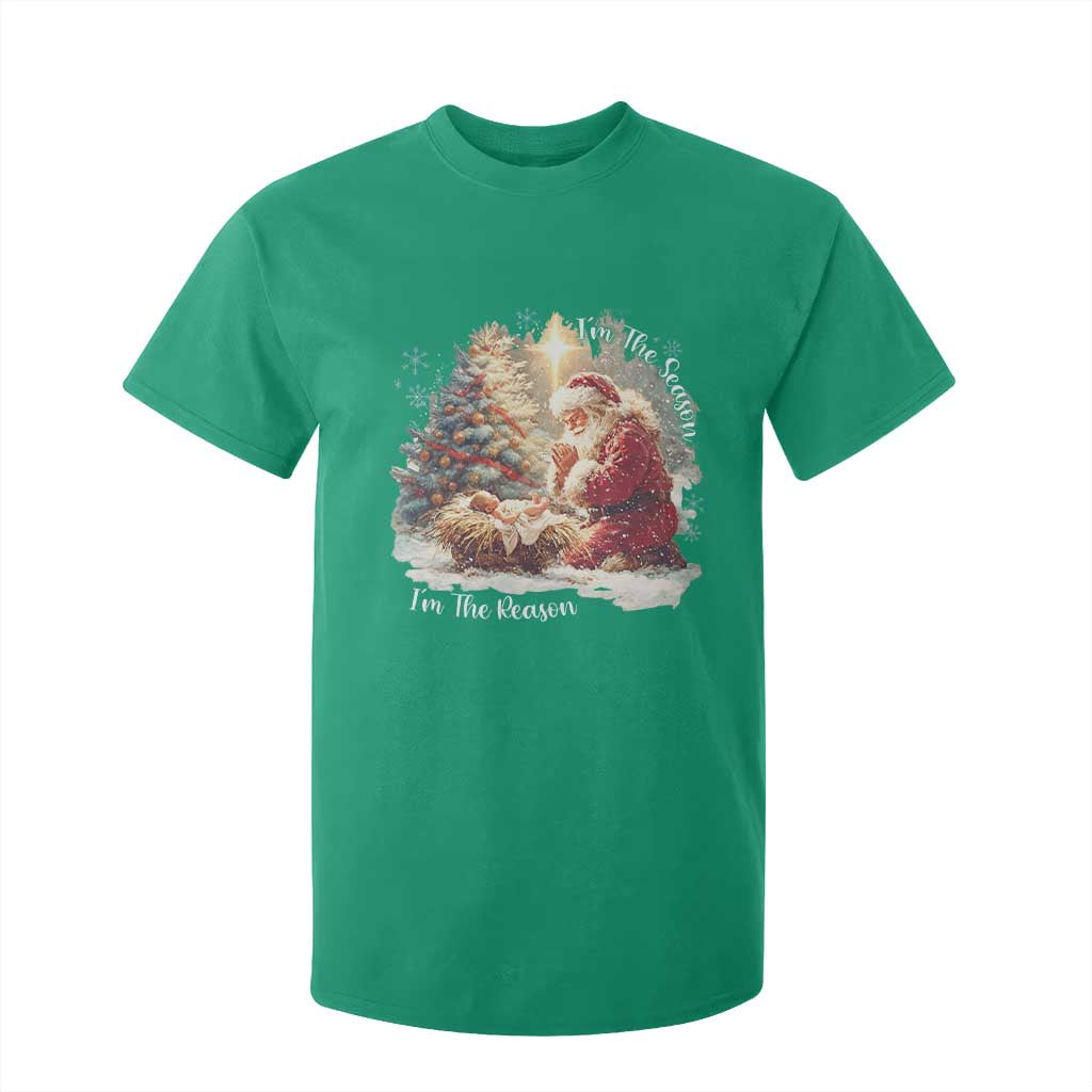 Christian Christmas T Shirt For Kid Jesus I Am The Reason Santa I Am The Season TS11 Irish Green Print Your Wear