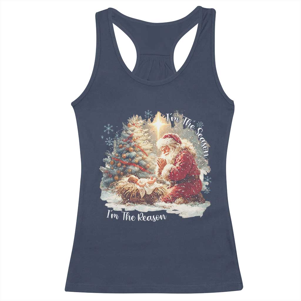 Christian Christmas Racerback Tank Top Jesus I Am The Reason Santa I Am The Season TS11 Navy Print Your Wear