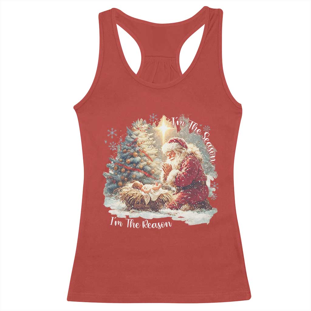 Christian Christmas Racerback Tank Top Jesus I Am The Reason Santa I Am The Season TS11 Red Print Your Wear