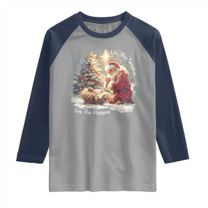 Christian Christmas Raglan Shirt Jesus I Am The Reason Santa I Am The Season TS11 Sport Gray Navy Print Your Wear