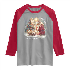 Christian Christmas Raglan Shirt Jesus I Am The Reason Santa I Am The Season TS11 Sport Gray Red Print Your Wear