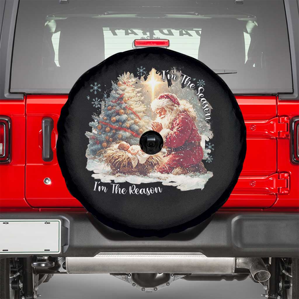 Christian Christmas Spare Tire Cover Jesus I Am The Reason Santa I Am The Season TS11 Black Print Your Wear