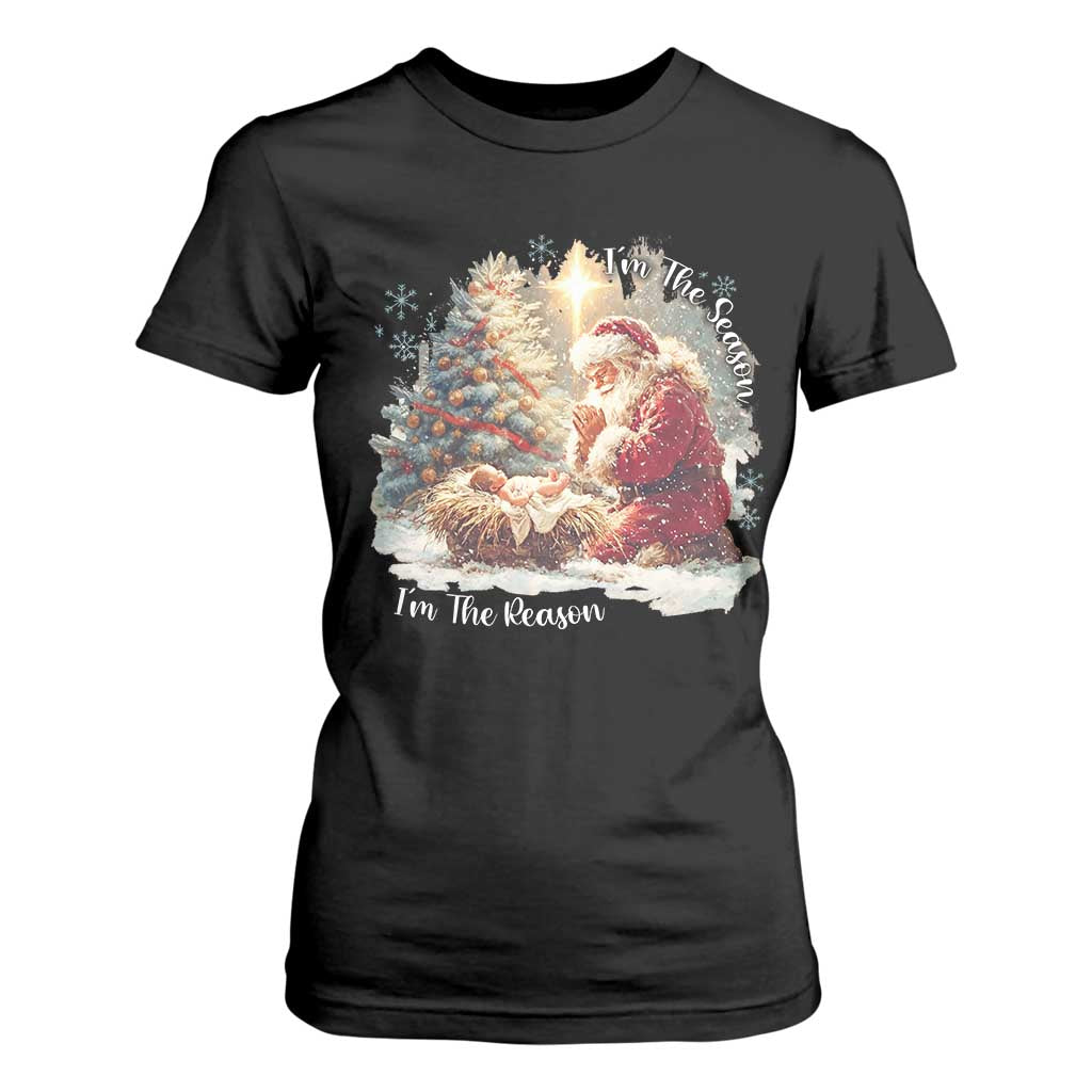 Christian Christmas T Shirt For Women Jesus I Am The Reason Santa I Am The Season TS11 Black Print Your Wear