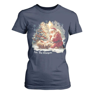 Christian Christmas T Shirt For Women Jesus I Am The Reason Santa I Am The Season TS11 Navy Print Your Wear