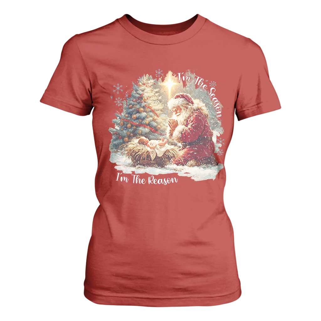 Christian Christmas T Shirt For Women Jesus I Am The Reason Santa I Am The Season TS11 Red Print Your Wear
