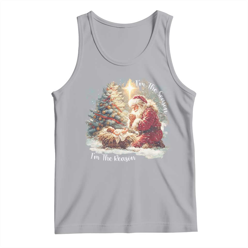 Christian Christmas Tank Top Jesus I Am The Reason Santa I Am The Season TS11 Athletic Heather Print Your Wear