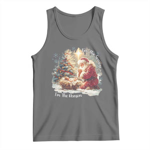 Christian Christmas Tank Top Jesus I Am The Reason Santa I Am The Season TS11 Black Heather Print Your Wear
