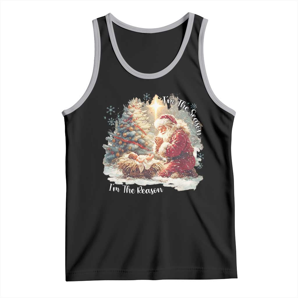 Christian Christmas Tank Top Jesus I Am The Reason Santa I Am The Season TS11 Black Athletic Heather Print Your Wear