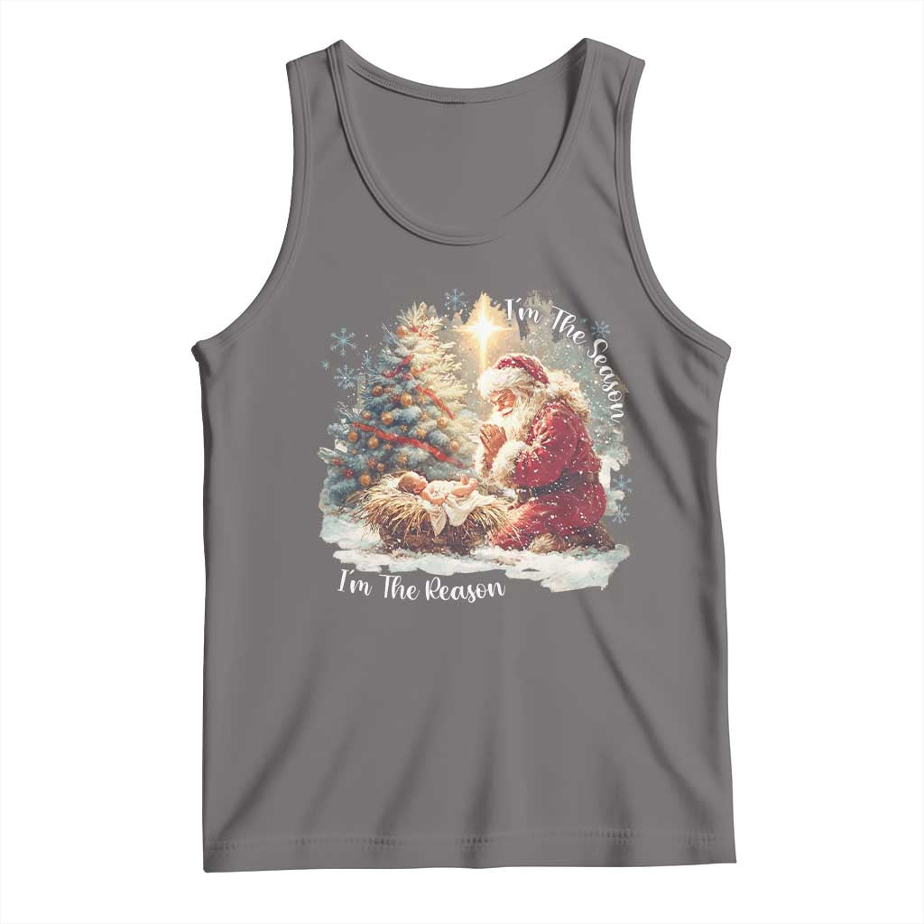 Christian Christmas Tank Top Jesus I Am The Reason Santa I Am The Season TS11 Deep Heather Print Your Wear