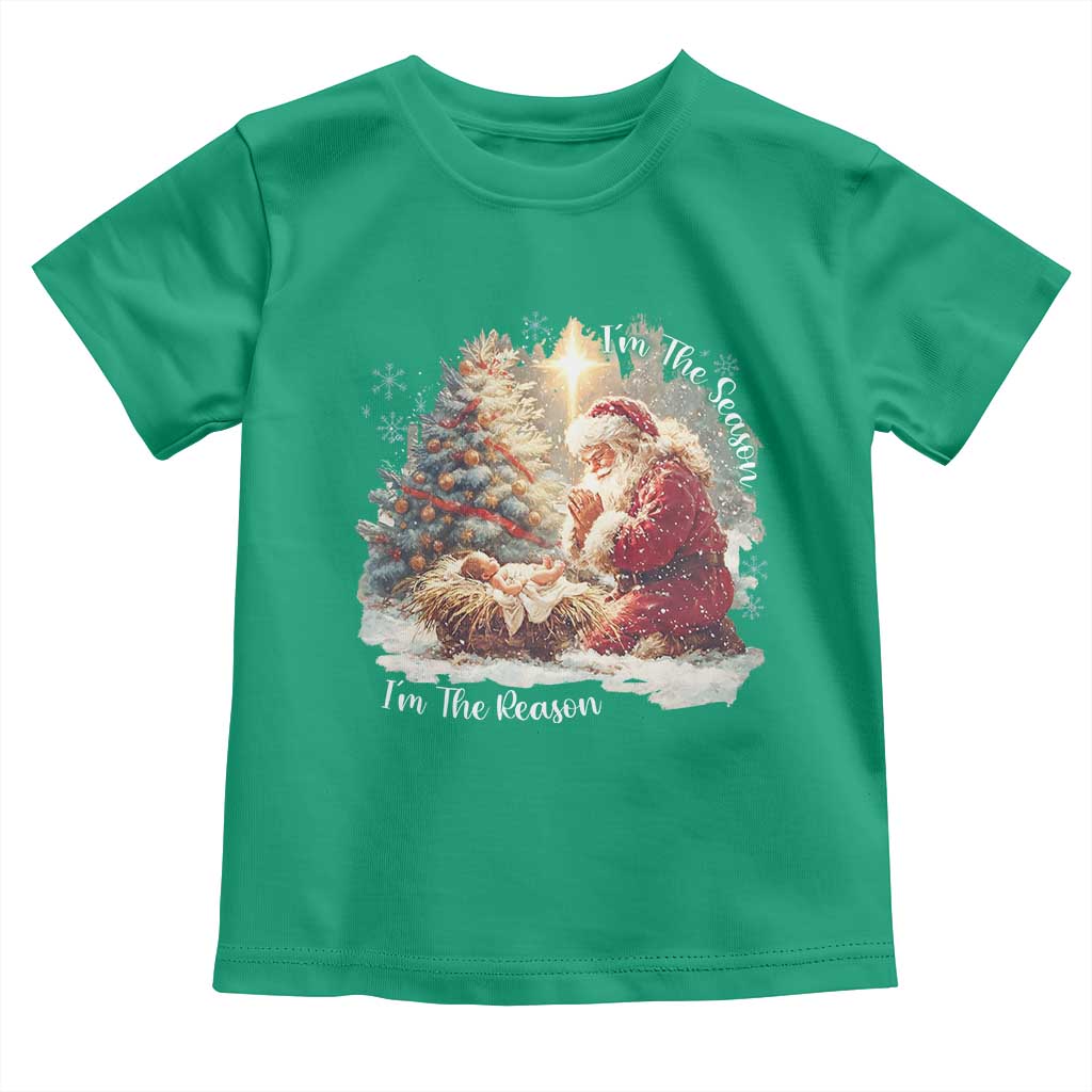 Christian Christmas Toddler T Shirt Jesus I Am The Reason Santa I Am The Season TS11 Irish Green Print Your Wear