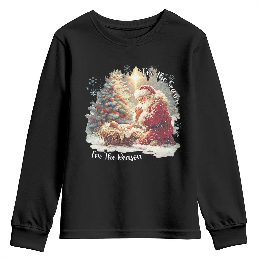 Christian Christmas Youth Sweatshirt Jesus I Am The Reason Santa I Am The Season TS11 Black Print Your Wear