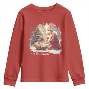 Christian Christmas Youth Sweatshirt Jesus I Am The Reason Santa I Am The Season TS11 Red Print Your Wear