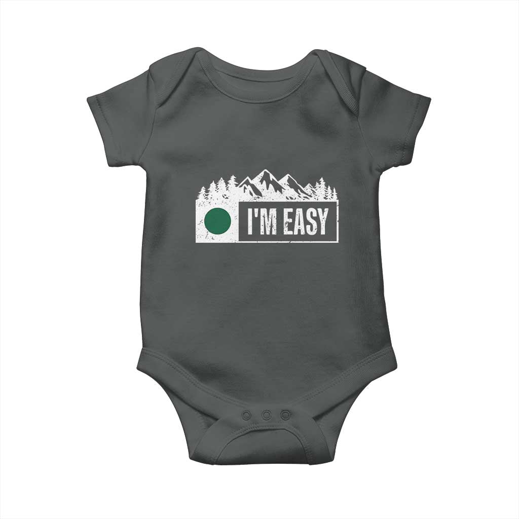 Funny Snowboard Ski Baby Onesie I'm Easy Mountain Sign Retro Vintage TS11 Dark Heather Print Your Wear