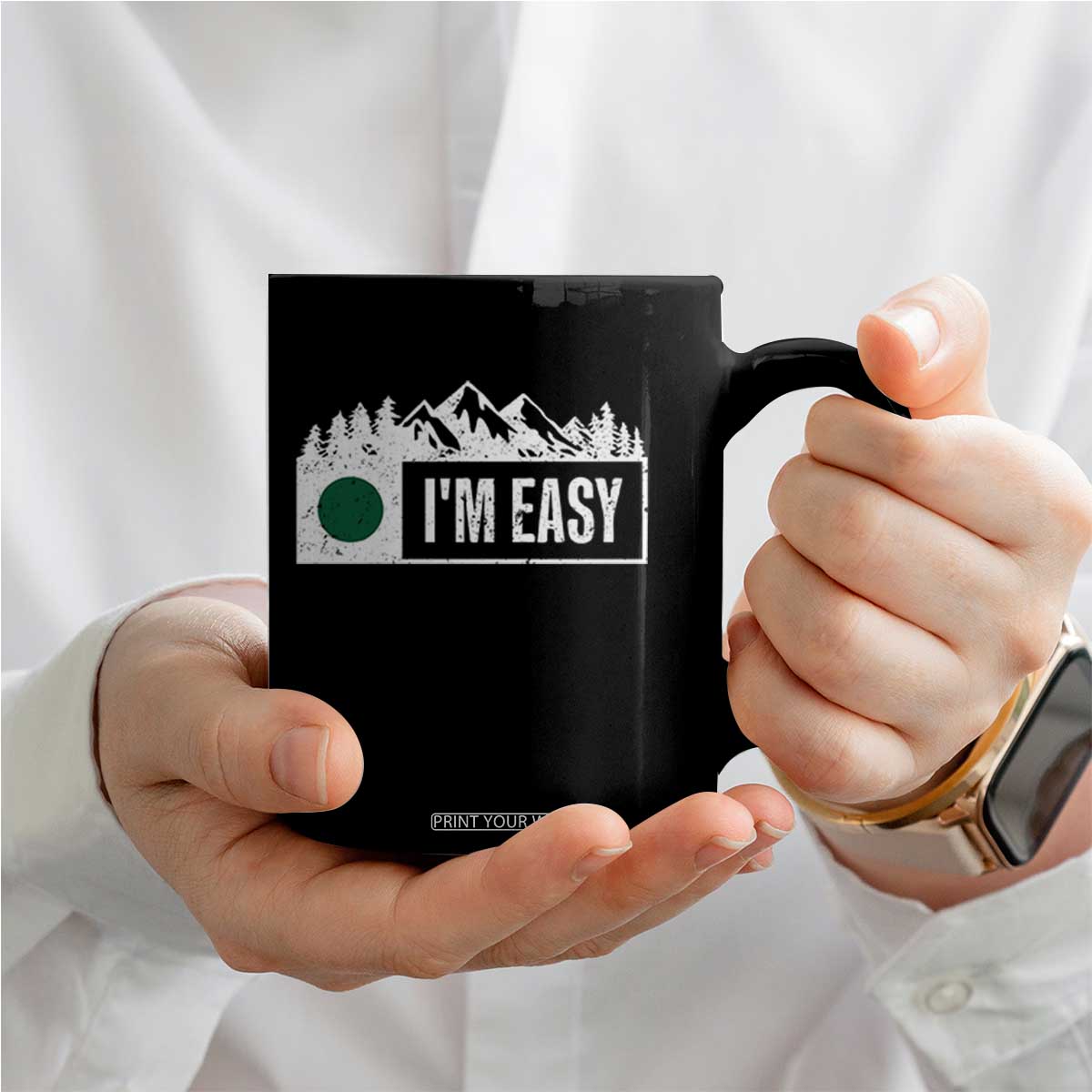 Funny Snowboard Ski Coffee Mug I'm Easy Mountain Sign Retro Vintage TS11 Print Your Wear