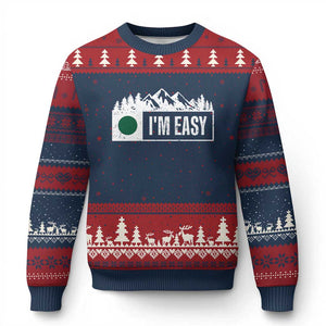 Funny Snowboard Ski Ugly Christmas Sweater I'm Easy Mountain Sign Retro Vintage TS11 Navy Red Print Your Wear