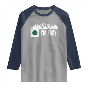 Funny Snowboard Ski Raglan Shirt I'm Easy Mountain Sign Retro Vintage TS11 Sport Gray Navy Print Your Wear