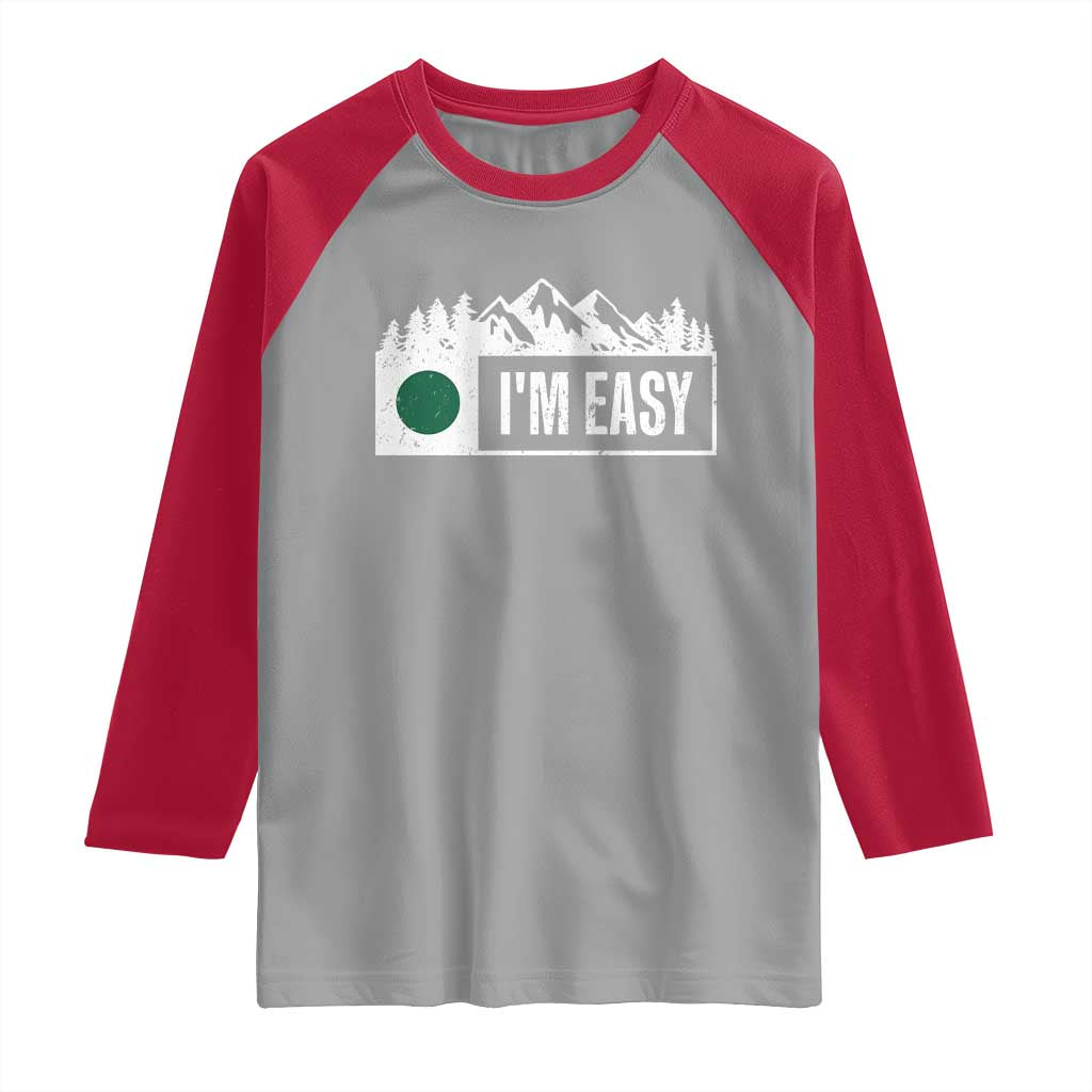 Funny Snowboard Ski Raglan Shirt I'm Easy Mountain Sign Retro Vintage TS11 Sport Gray Red Print Your Wear
