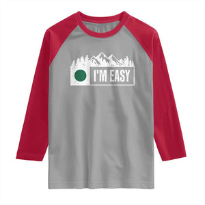 Funny Snowboard Ski Raglan Shirt I'm Easy Mountain Sign Retro Vintage TS11 Sport Gray Red Print Your Wear