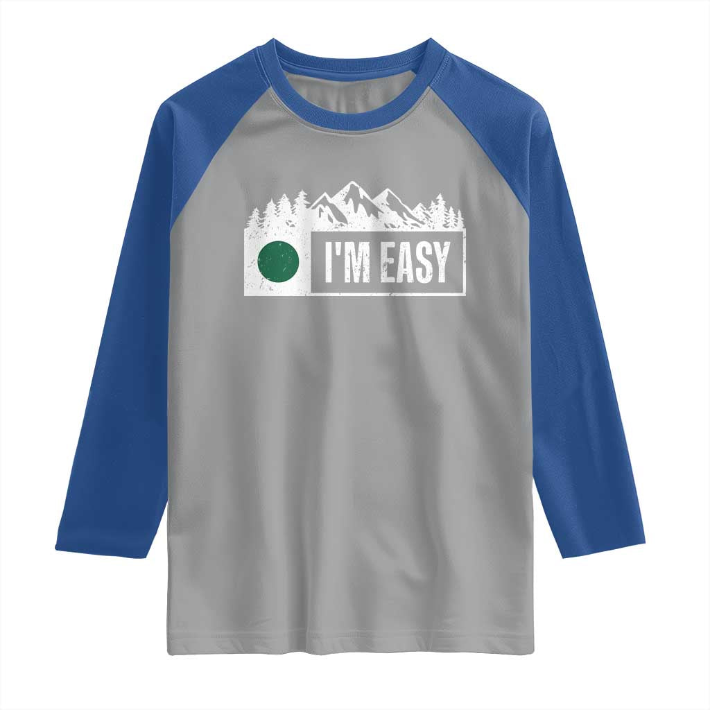 Funny Snowboard Ski Raglan Shirt I'm Easy Mountain Sign Retro Vintage TS11 Sport Gray Royal Print Your Wear