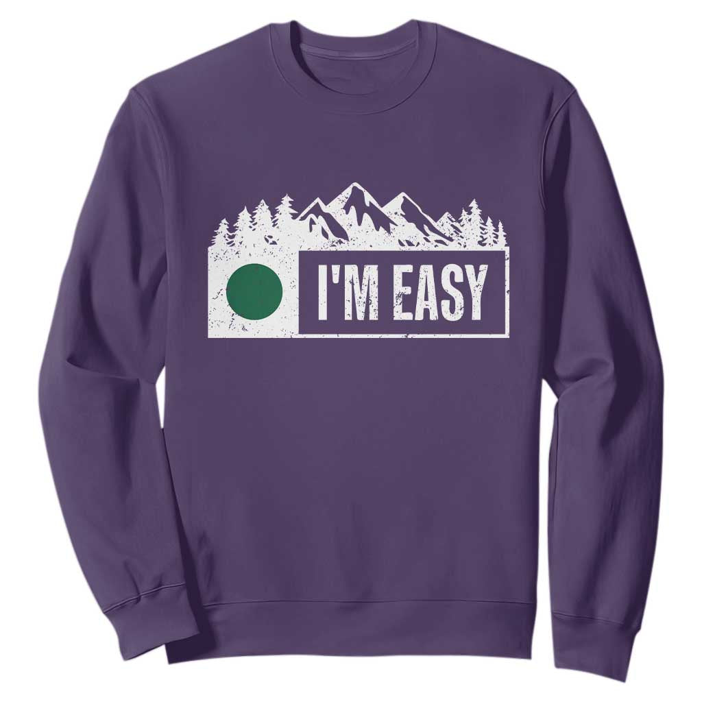 Funny Snowboard Ski Sweatshirt I'm Easy Mountain Sign Retro Vintage TS11 Purple Print Your Wear