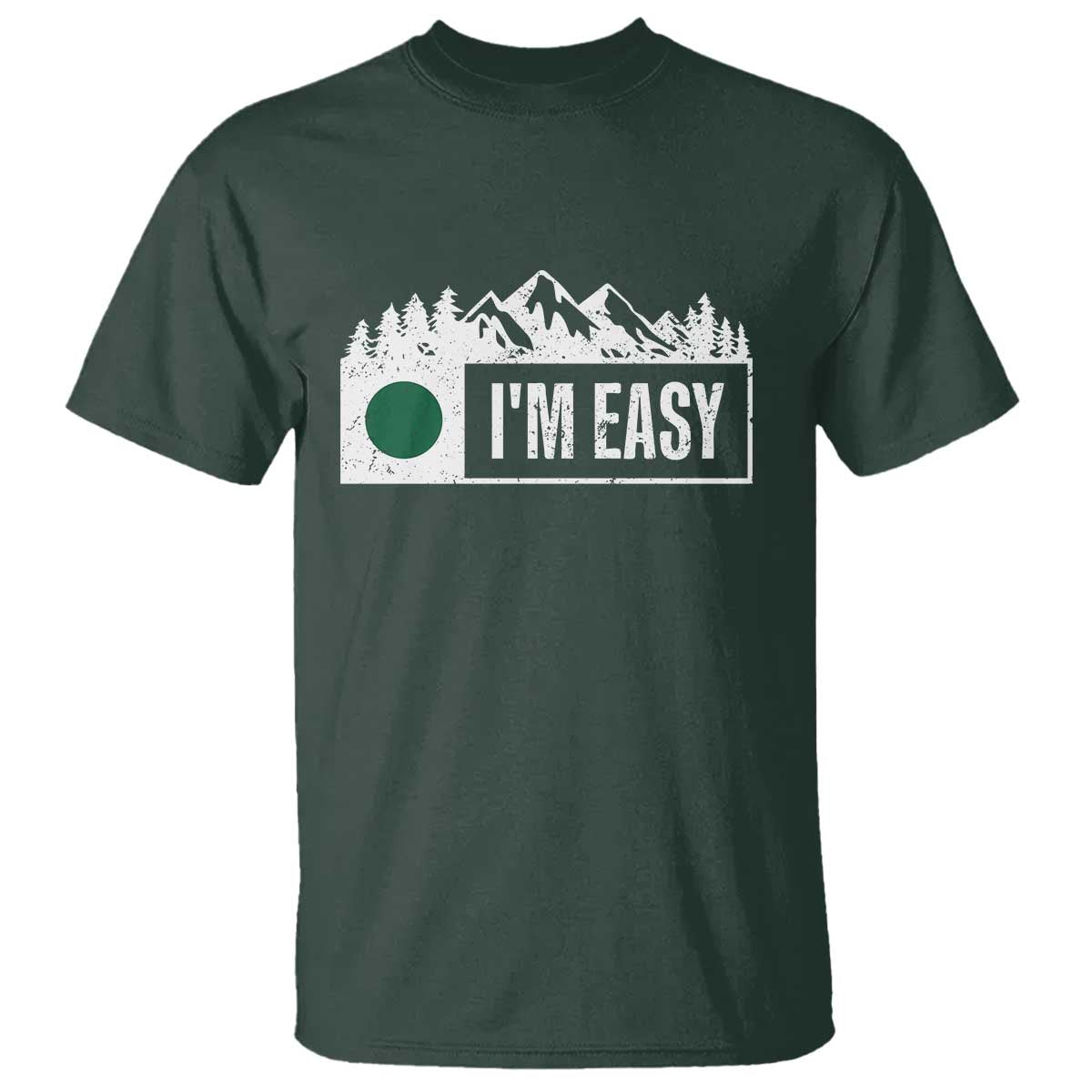 Funny Snowboard Ski T Shirt I'm Easy Mountain Sign Retro Vintage TS11 Dark Forest Green Print Your Wear
