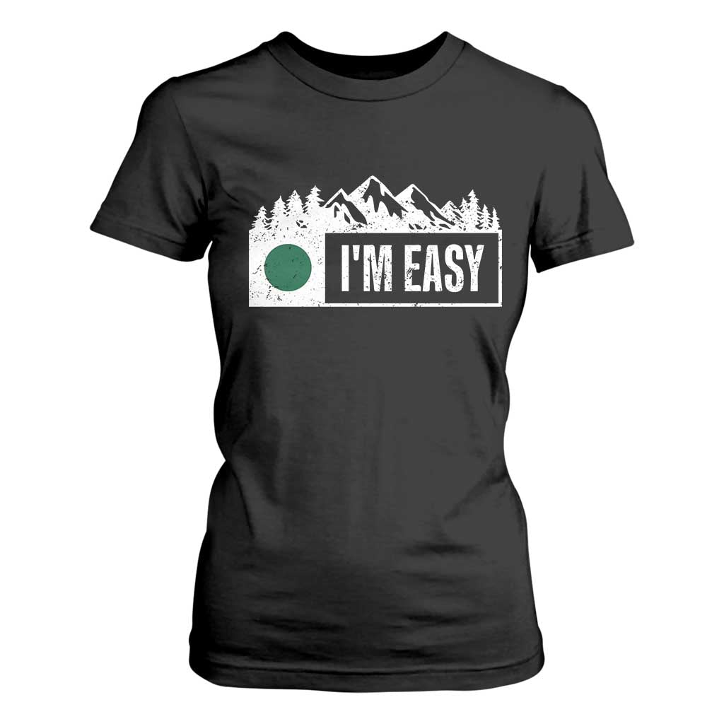 Funny Snowboard Ski T Shirt For Women I'm Easy Mountain Sign Retro Vintage TS11 Black Print Your Wear