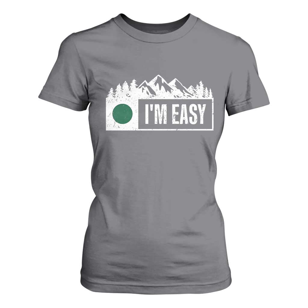 Funny Snowboard Ski T Shirt For Women I'm Easy Mountain Sign Retro Vintage TS11 Charcoal Print Your Wear