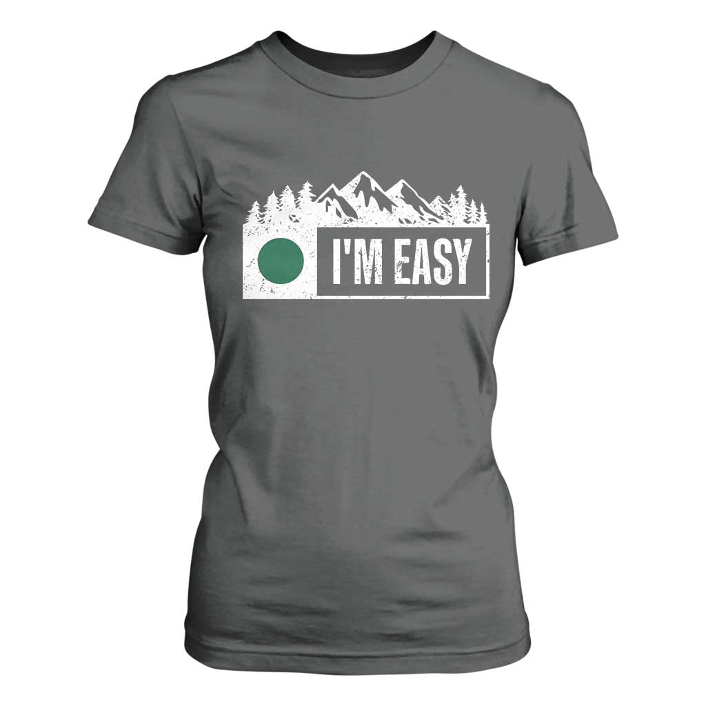 Funny Snowboard Ski T Shirt For Women I'm Easy Mountain Sign Retro Vintage TS11 Dark Heather Print Your Wear