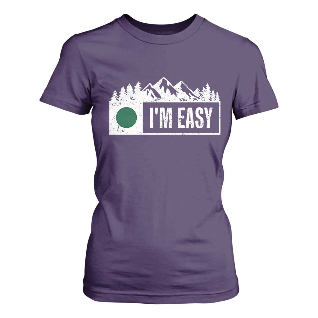 Funny Snowboard Ski T Shirt For Women I'm Easy Mountain Sign Retro Vintage TS11 Purple Print Your Wear