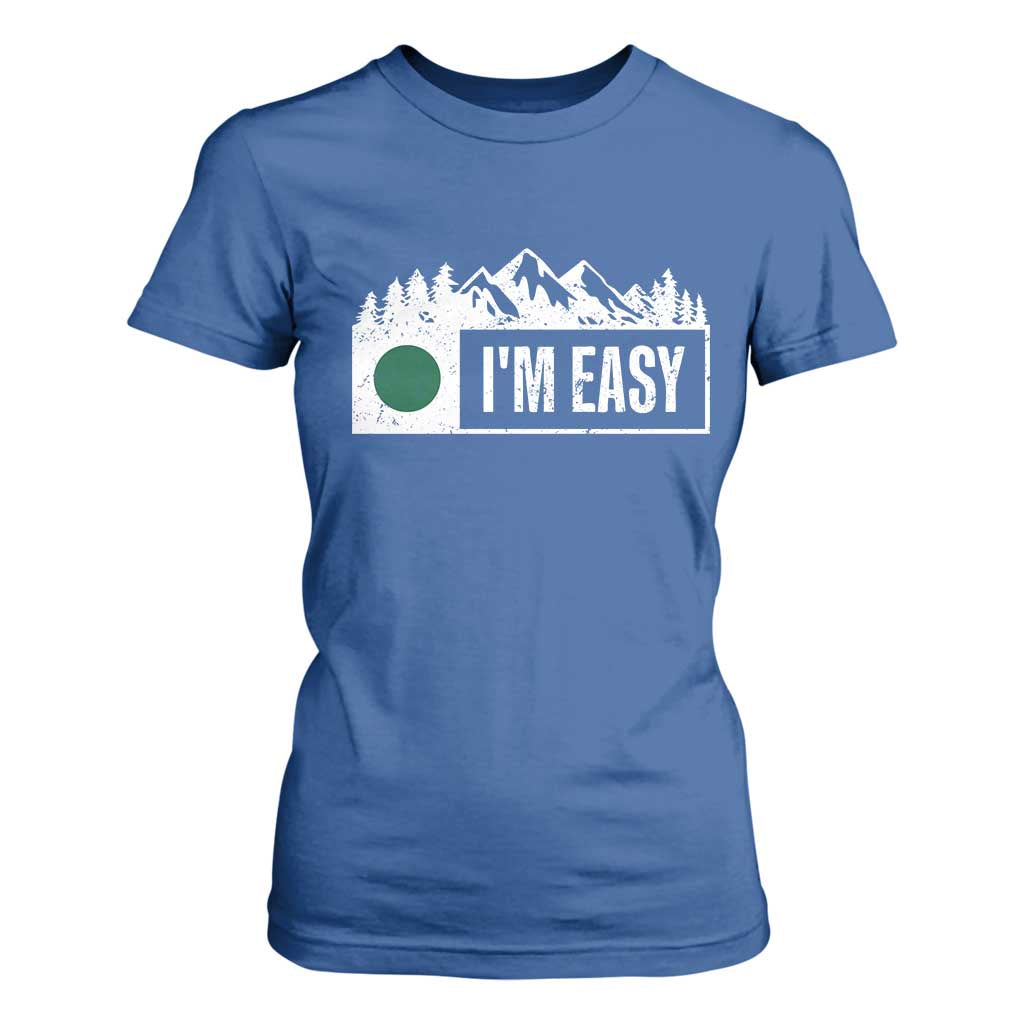 Funny Snowboard Ski T Shirt For Women I'm Easy Mountain Sign Retro Vintage TS11 Royal Blue Print Your Wear