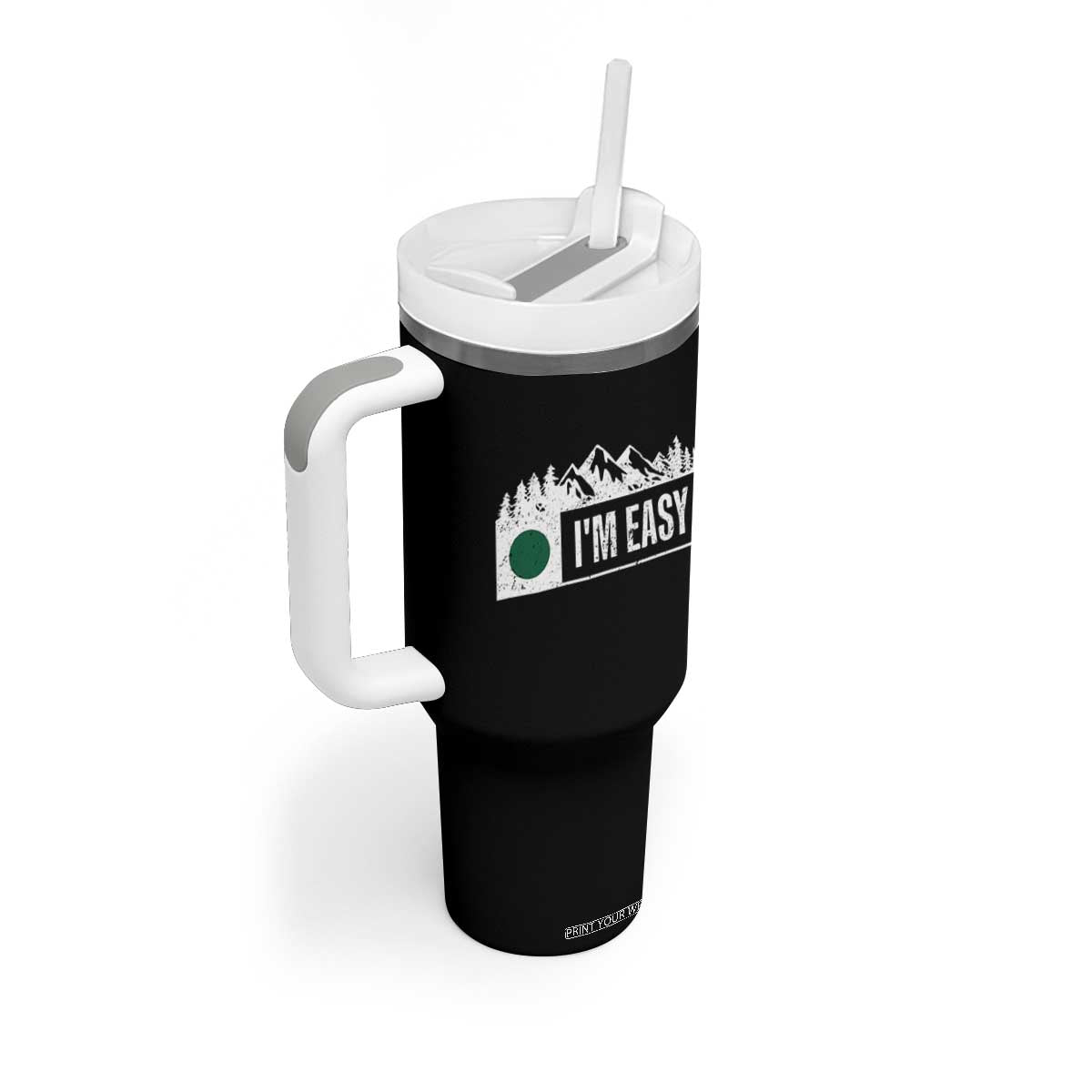 Funny Snowboard Ski Tumbler With Handle I'm Easy Mountain Sign Retro Vintage TS11 Print Your Wear