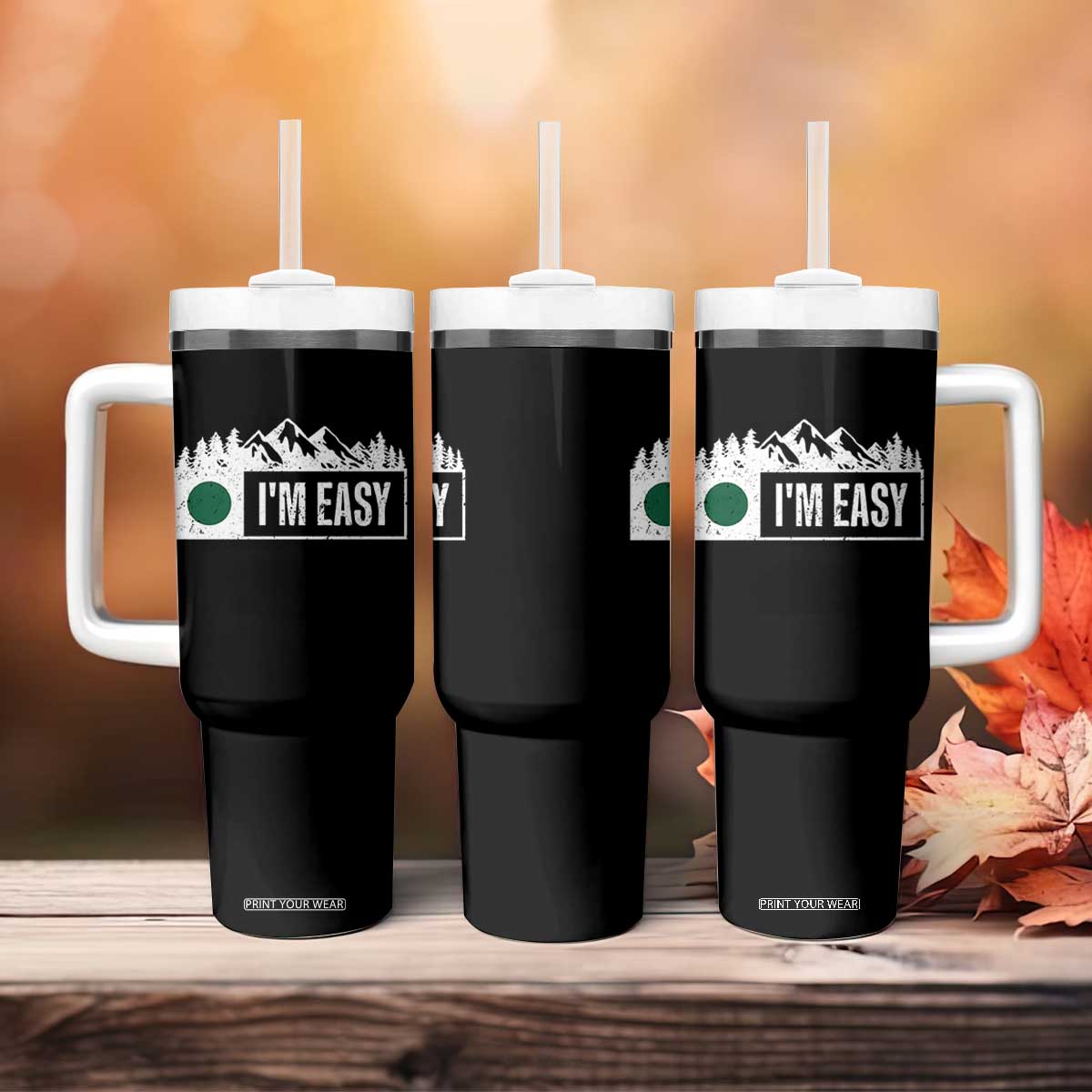 Funny Snowboard Ski Tumbler With Handle I'm Easy Mountain Sign Retro Vintage TS11 Print Your Wear