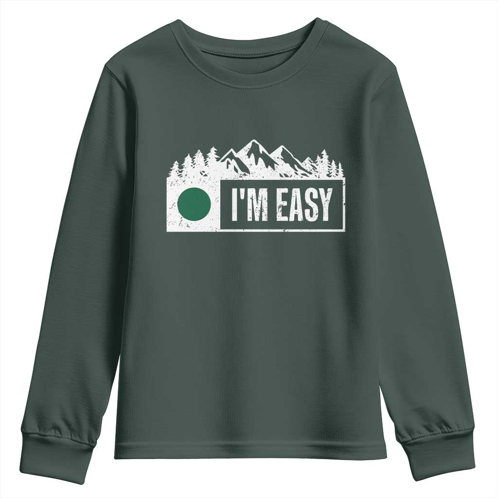 Funny Snowboard Ski Youth Sweatshirt I'm Easy Mountain Sign Retro Vintage TS11 Dark Forest Green Print Your Wear